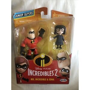 Disney Pixar JUNIOR SUPERS INCREDIBLES 2 Mr Incredible & Edna Action Figures New